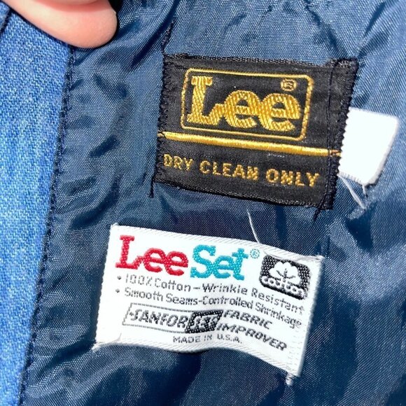 Lee Set Vintage Womens Blazer Size Large Upcycled Denim Patch Embroidered Lace - Picture 4 of 16